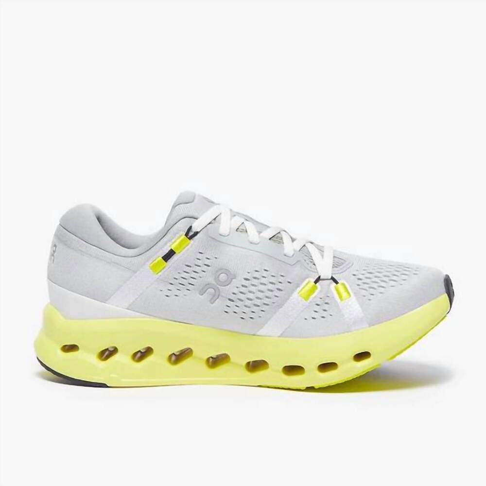 NEW ON RUNNING women's cloudsurfer 2 running shoes in glacier/limelight